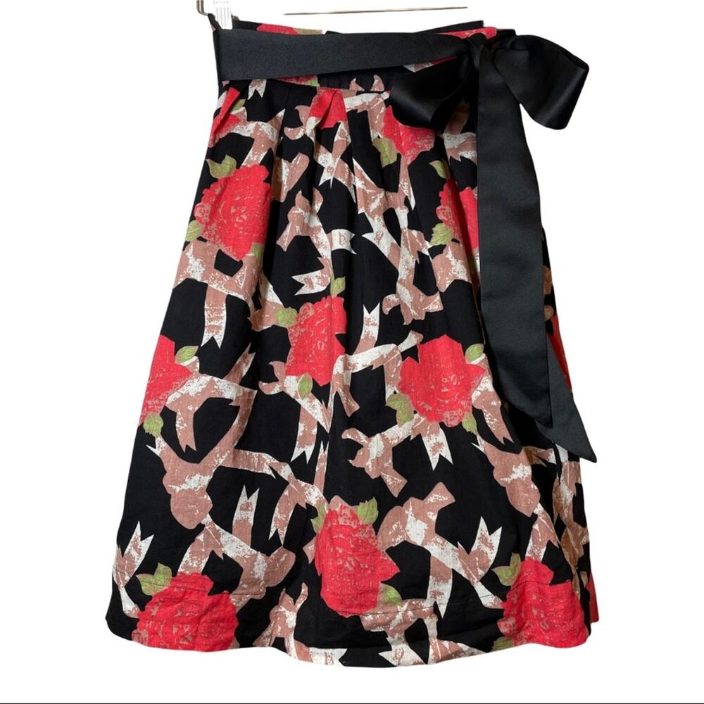 DownEast Black Floral Skirt XXS Cottagecore Colorful
